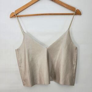 Zara Trafaluc Metallic Shimmer Faux Leather Crop Top